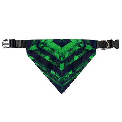 Dark Green Kaleidoscope Print Over The Collar Dog Bandana