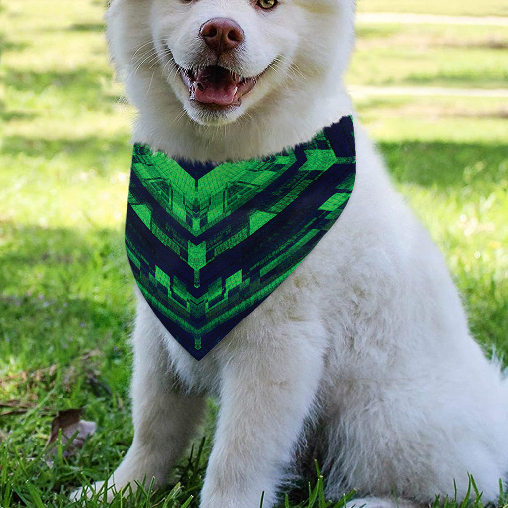 Dark Green Kaleidoscope Print Over The Collar Dog Bandana