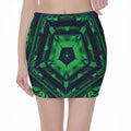 Dark Green Kaleidoscope Print Pencil Mini Skirt