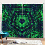 Dark Green Kaleidoscope Print Pencil Pleat Curtains