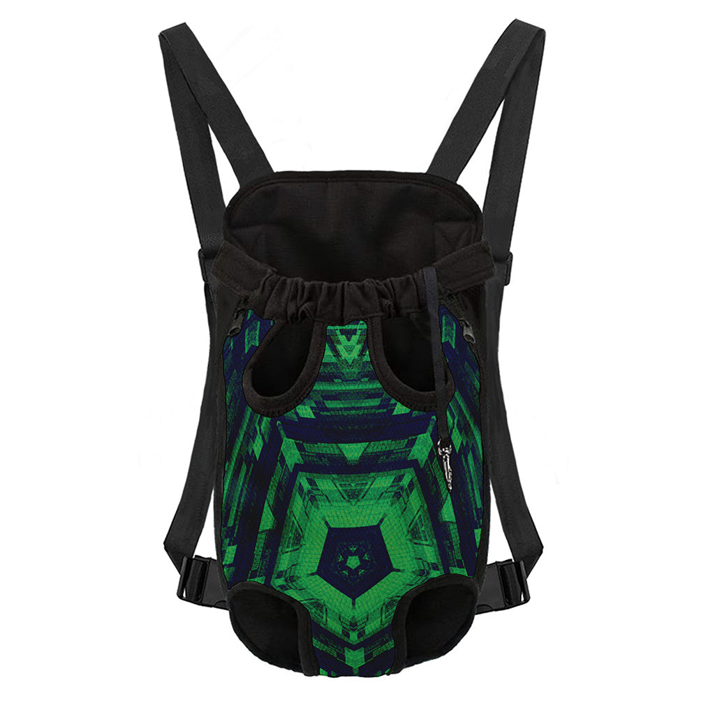 Dark Green Kaleidoscope Print Pet Carrier Backpack