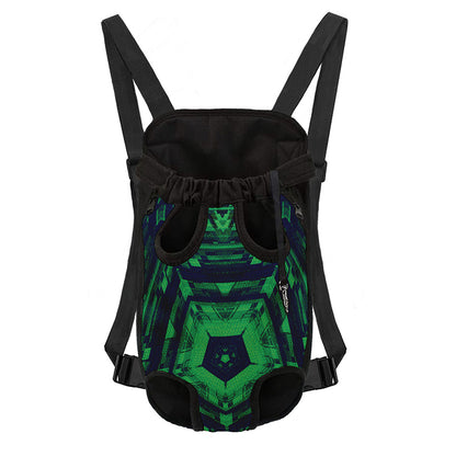 Dark Green Kaleidoscope Print Pet Carrier Backpack
