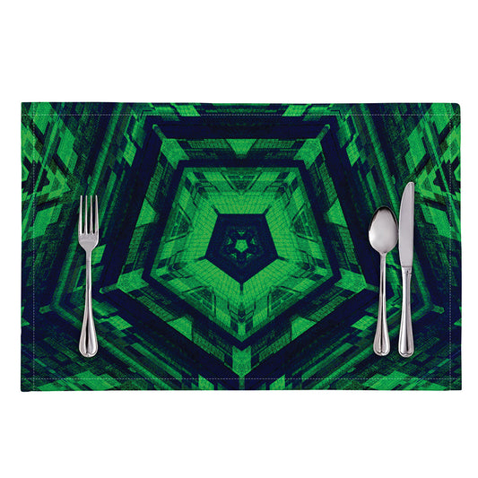 Dark Green Kaleidoscope Print Placemat