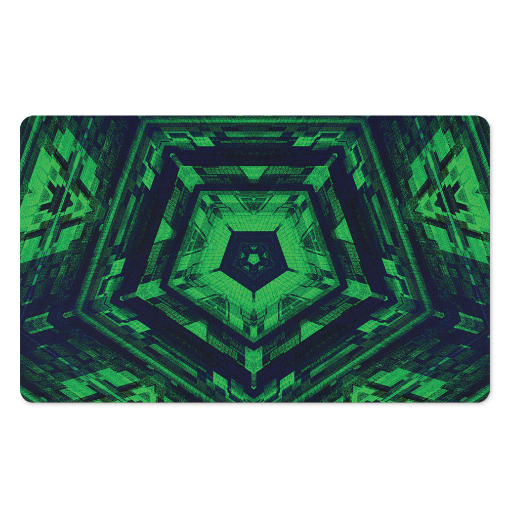 Dark Green Kaleidoscope Print Polyester Doormat
