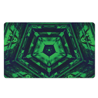 Dark Green Kaleidoscope Print Polyester Doormat