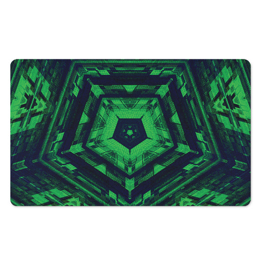 Dark Green Kaleidoscope Print Polyester Doormat