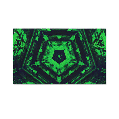 Dark Green Kaleidoscope Print Polyester Flag
