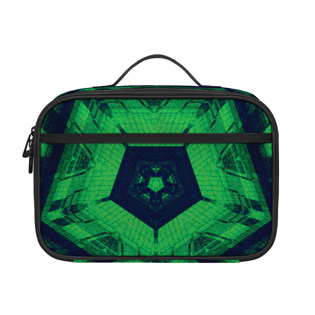 Dark Green Kaleidoscope Print Portable Lunch Bag