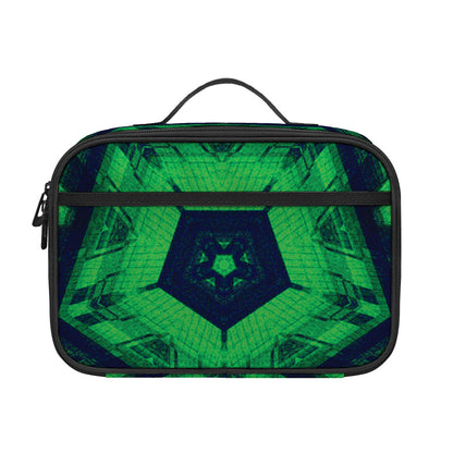Dark Green Kaleidoscope Print Portable Lunch Bag