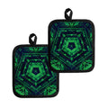 Dark Green Kaleidoscope Print Pot Holders