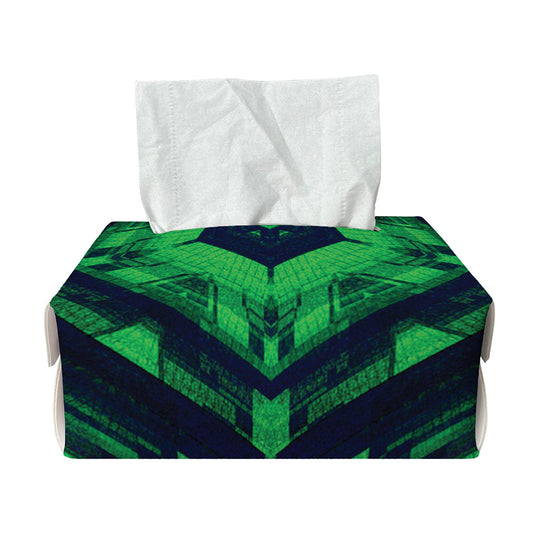 Dark Green Kaleidoscope Print Rectangle Tissue Box Cover