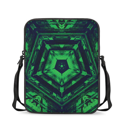Dark Green Kaleidoscope Print Rectangular Crossbody Bag