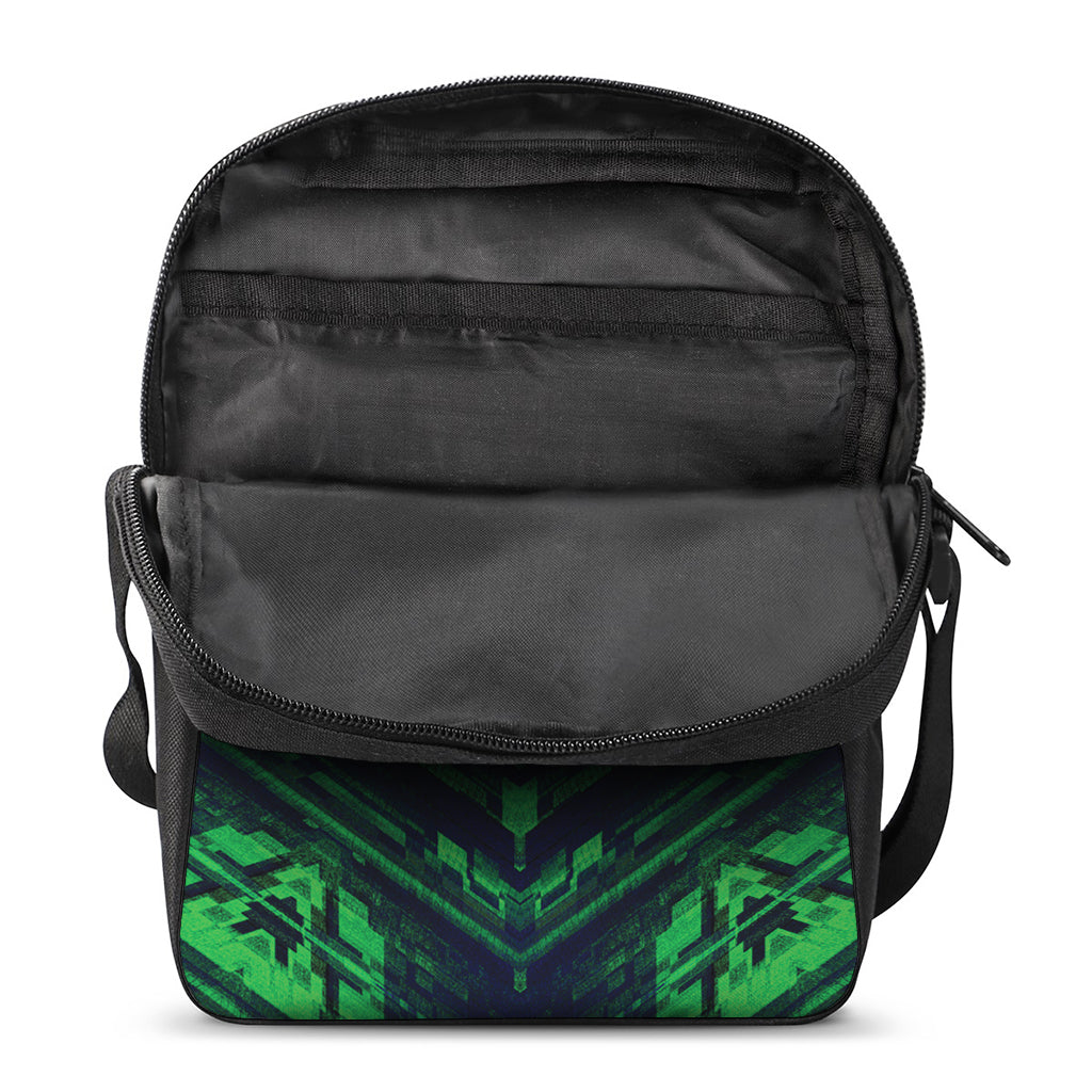 Dark Green Kaleidoscope Print Rectangular Crossbody Bag