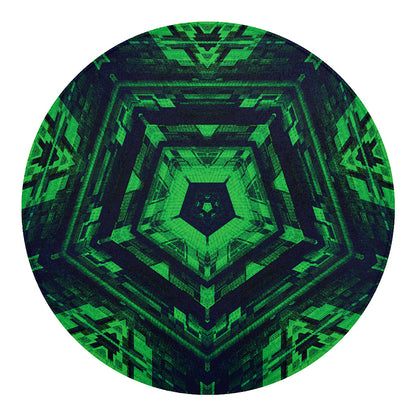 Dark Green Kaleidoscope Print Round Blanket