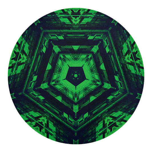 Dark Green Kaleidoscope Print Round Blanket