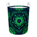 Dark Green Kaleidoscope Print Round Laundry Basket