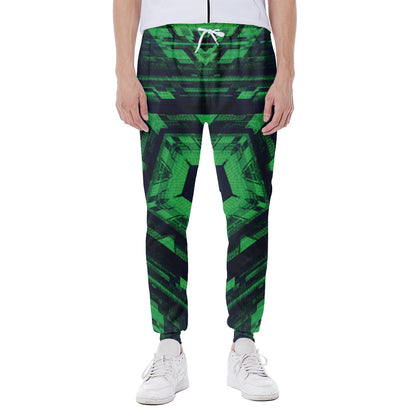Dark Green Kaleidoscope Print Scuba Joggers