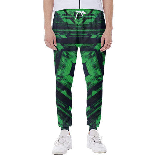Dark Green Kaleidoscope Print Scuba Joggers