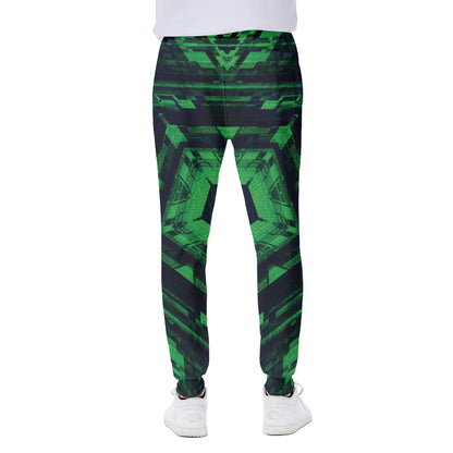 Dark Green Kaleidoscope Print Scuba Joggers