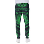 Dark Green Kaleidoscope Print Scuba Joggers