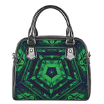 Dark Green Kaleidoscope Print Shoulder Handbag