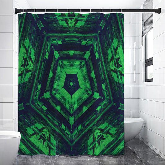 Dark Green Kaleidoscope Print Shower Curtain