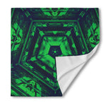 Dark Green Kaleidoscope Print Silk Bandana