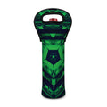 Dark Green Kaleidoscope Print Single Neoprene Wine Tote