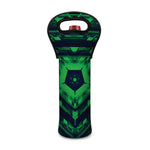 Dark Green Kaleidoscope Print Single Neoprene Wine Tote