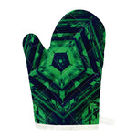 Dark Green Kaleidoscope Print Single Oven Mitt