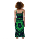 Dark Green Kaleidoscope Print Slim Fit Midi Cami Dress