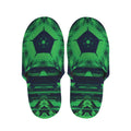 Dark Green Kaleidoscope Print Slippers