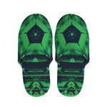 Dark Green Kaleidoscope Print Slippers