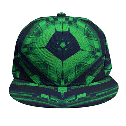Dark Green Kaleidoscope Print Snapback Cap