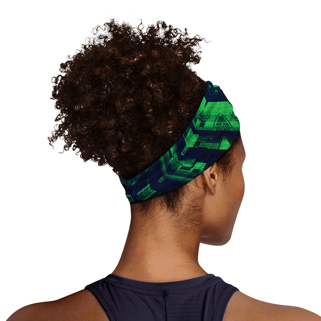 Dark Green Kaleidoscope Print Sports Headband