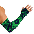 Dark Green Kaleidoscope Print Sun Protection Arm Sleeves