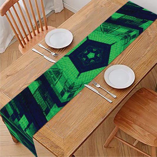 Dark Green Kaleidoscope Print Table Runner