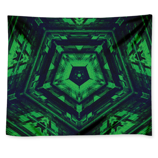 Dark Green Kaleidoscope Print Tapestry