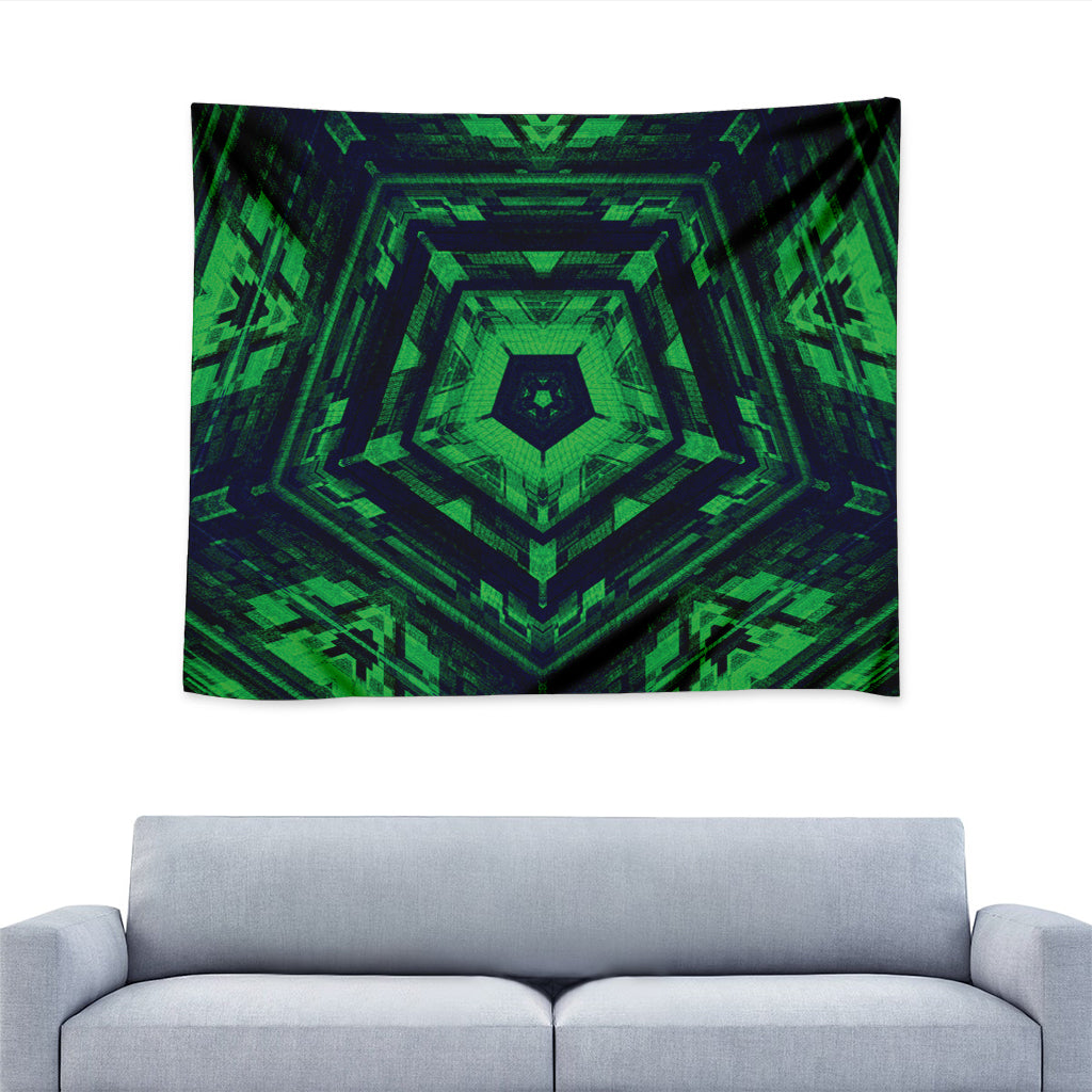 Dark Green Kaleidoscope Print Tapestry