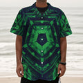 Dark Green Kaleidoscope Print Textured Short Sleeve Shirt