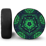 Dark Green Kaleidoscope Print Tire Cover