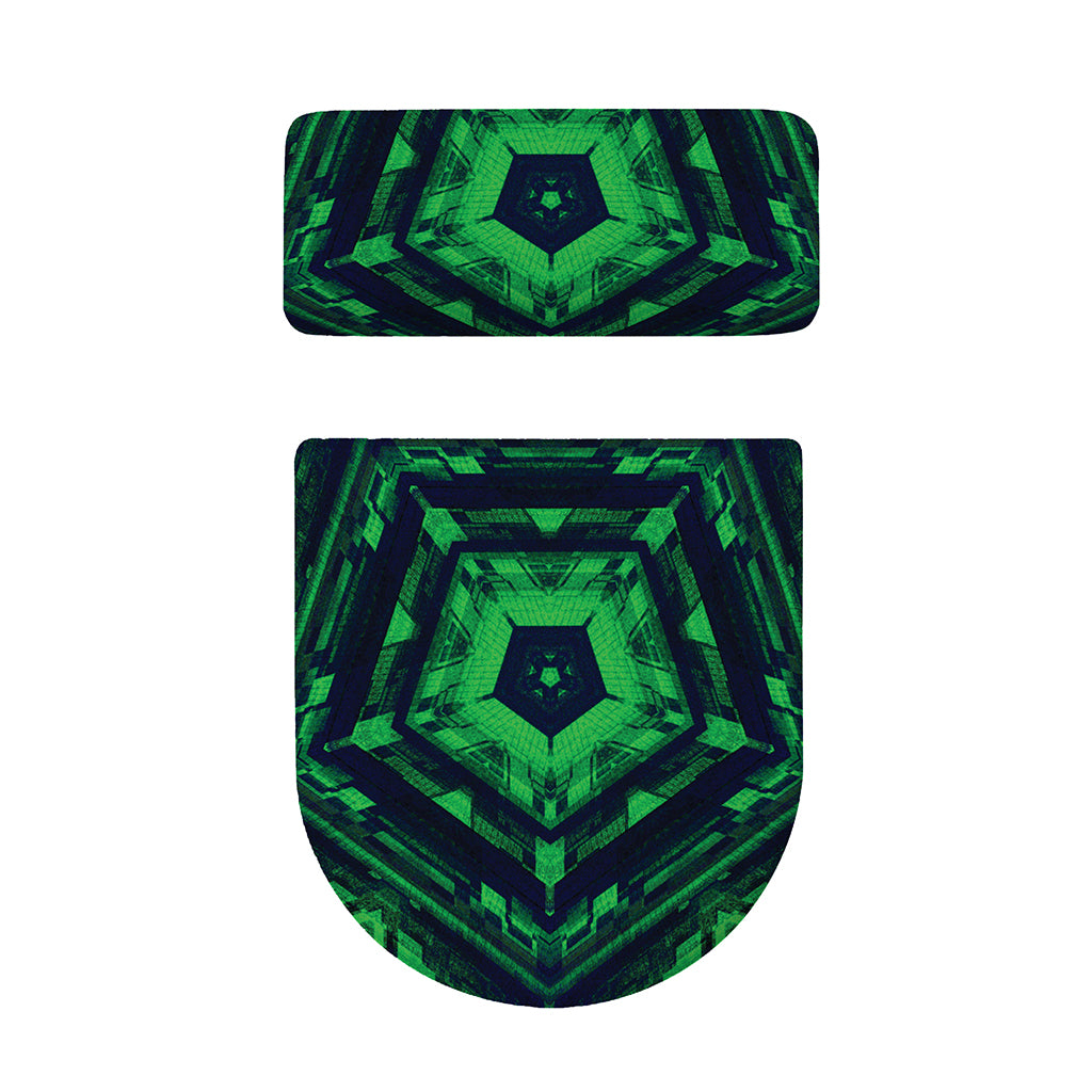 Dark Green Kaleidoscope Print Toilet Lid And Tank Cover Set