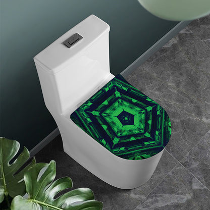 Dark Green Kaleidoscope Print Toilet Lid Cover