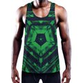 Dark Green Kaleidoscope Print Men's Workout Tank Top