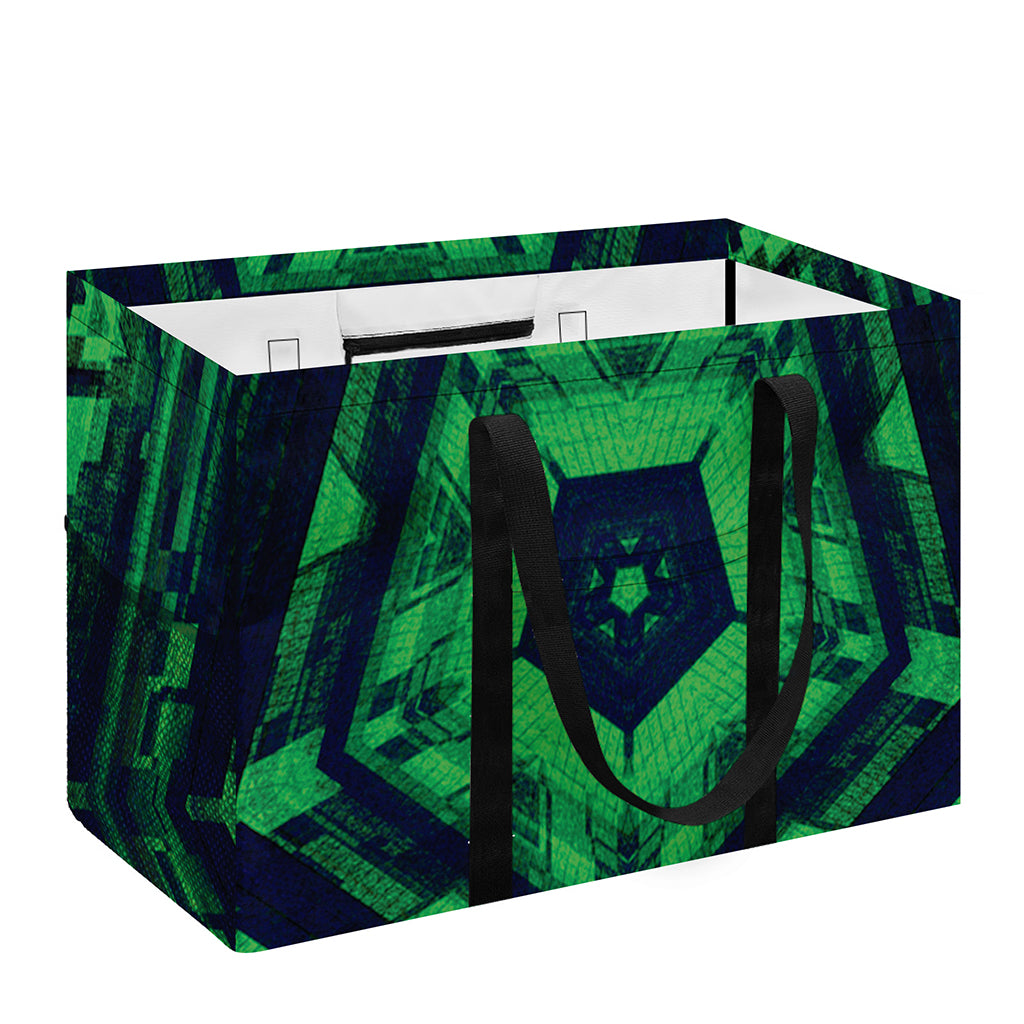 Dark Green Kaleidoscope Print Utility Tote Bag