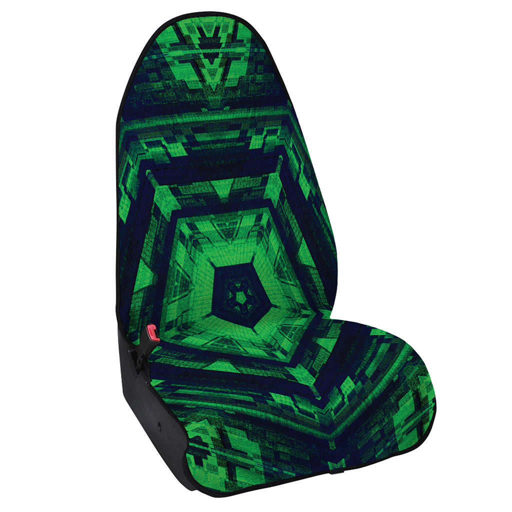 Dark Green Kaleidoscope Print Waterproof Car Seat Cover