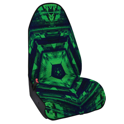 Dark Green Kaleidoscope Print Waterproof Car Seat Cover