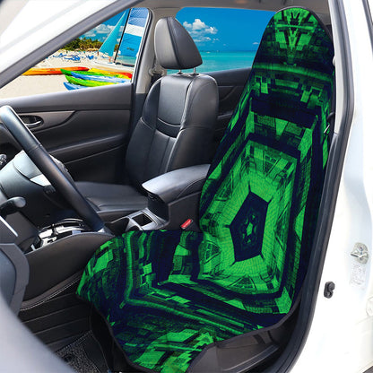 Dark Green Kaleidoscope Print Waterproof Car Seat Cover