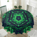Dark Green Kaleidoscope Print Waterproof Round Tablecloth