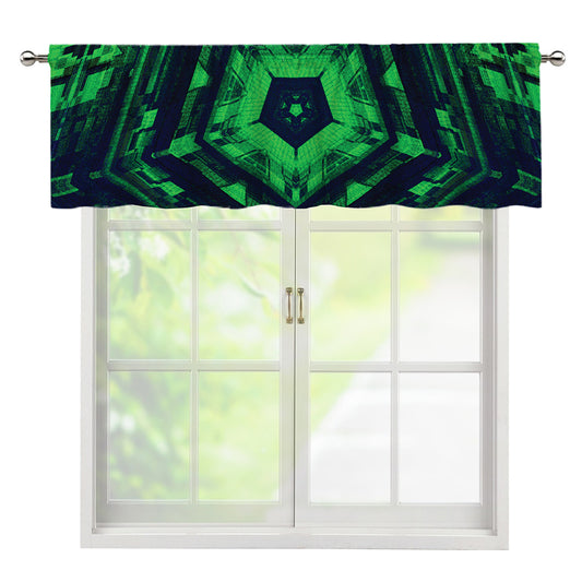 Dark Green Kaleidoscope Print Window Valance